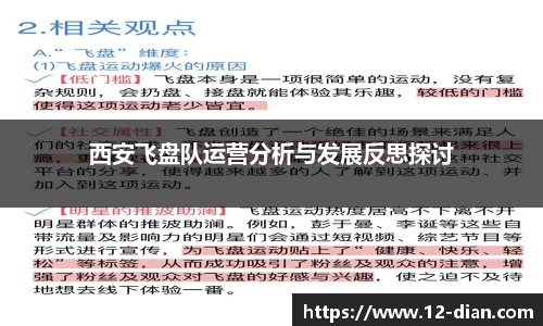西安飞盘队运营分析与发展反思探讨