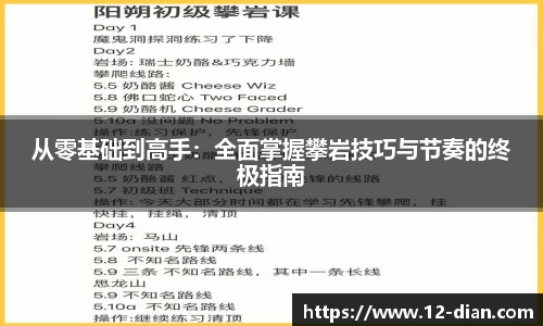从零基础到高手：全面掌握攀岩技巧与节奏的终极指南